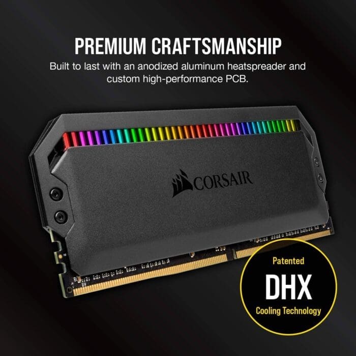 رم دسکتاپ DDR4 چهار کاناله 3466 مگاهرتز CL16 کورسیر مدل Dominator Platinum RGB ظرفیت 64 گیگابایت