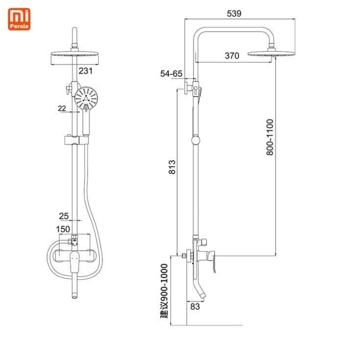 دوش هوشمند شیائومی مدل Xiaomi Shower Huayi (اورجینال پلمپ ارسال فوری) فروشگاه اینترنتی زیکتز