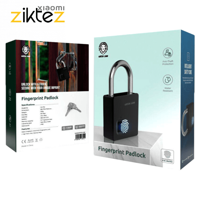 قفل اثر انگشتی گرین لاین Green Lion Fingerprint Padlock GNMINIFPPDLKBK(اورجینال ارسال فوری) فروشگاه اینترنتی زیکتز