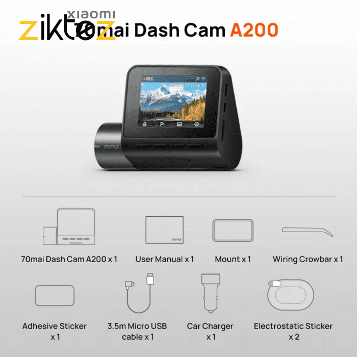 دوربین خودروی شیائومی 70mai Dash Cam A200 (نسخه2 جدید اورجینال) فروشگاه اینترنتی زیکتز