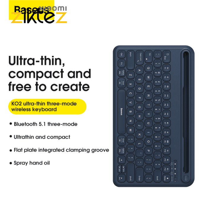 کیبورد بیسیم بیسوس Baseus K02 Wireless Keyboard B00955500112-00 مخصوص تبلت (اورجینال با گارانتی) فروشگاه اینترنتی زیکتز