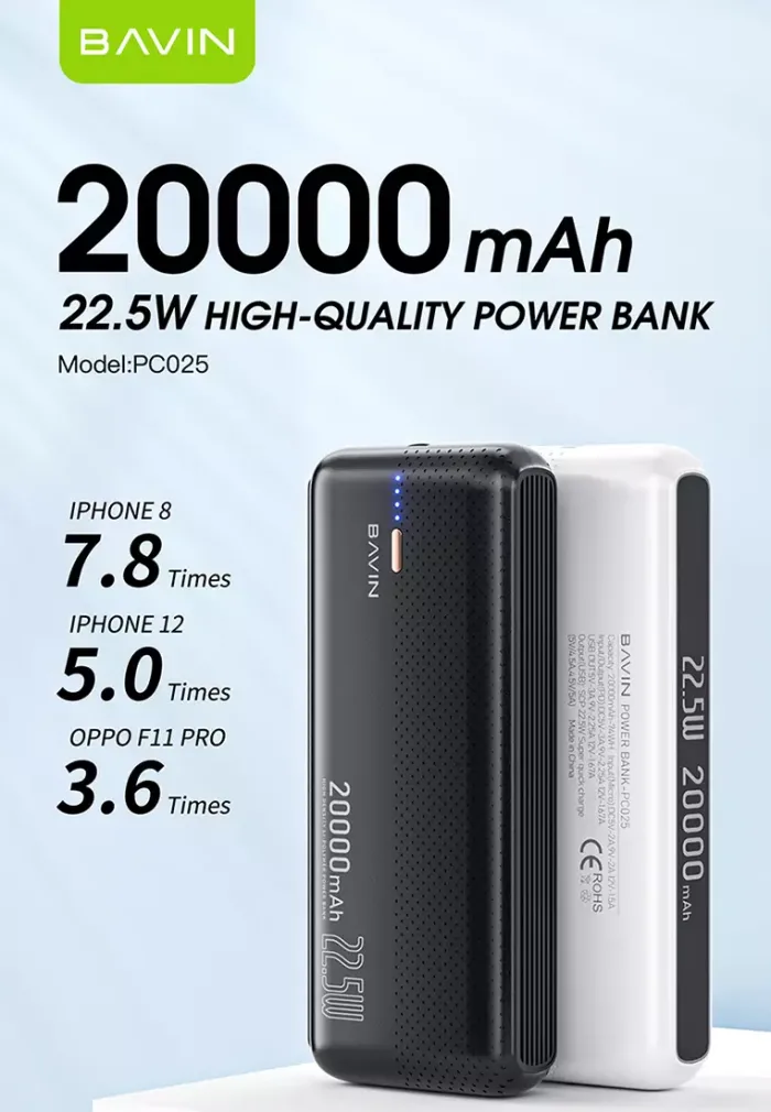 پاوربانک 20000 باوین 22.5وات Bavin PC025 Power Bank (اورجینال ارسال فوری) فروشگاه اینترنتی زیکتز