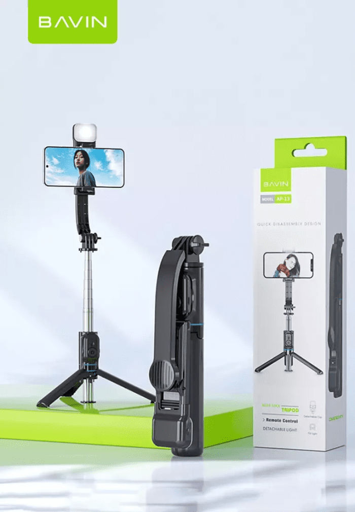 مونوپاد و سه پایه شاتر دار باوین Bavin AP-13 Selfie Stick Tripod همراه با چراغ (اورجینال ارسال فوری) فروشگاه اینترنتی زیکتز