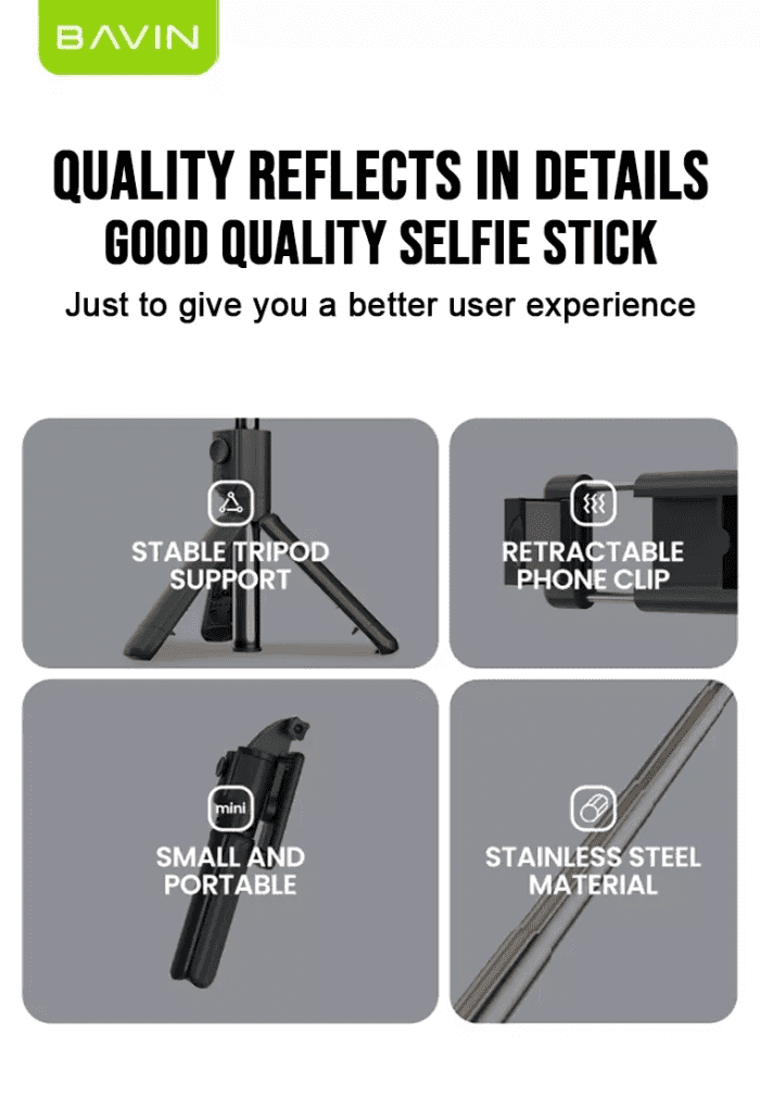 مونوپاد و سه پایه شاتر دار باوین Bavin AP-10 Selfie Stick (اورجینال ارسال فوری) فروشگاه اینترنتی زیکتز