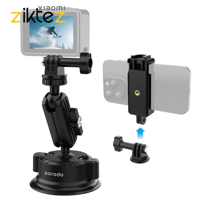 پایه موبایل و دوربین هولدر پایه مکشی Porodo 2in1 Mobile and Camera Mount with Suction Base(اورجینال ارسال فوری) فروشگاه اینترنتی زیکتز