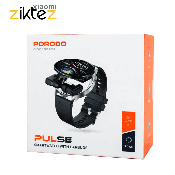 ساعت و هندزفری بلوتوث هوشمند پرودو Porodo Pulse Smartwatch With Earbuds (اورجینال ارسال فوری) فروشگاه اینترنتی زیکتز