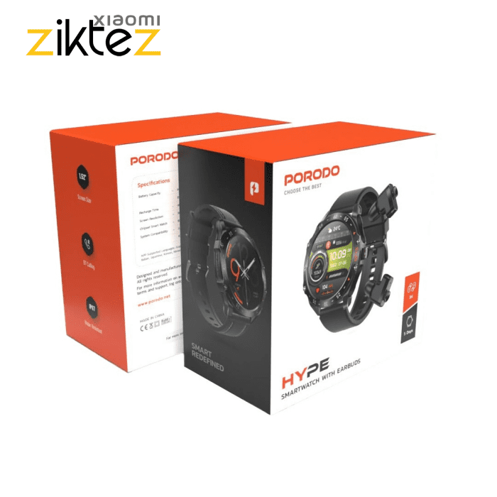 ساعت و هندزفری بلوتوث هوشمند پرودو Porodo Hype Smartwatch With Earbuds (اورجینال ارسال فوری) فروشگاه اینترنتی زیکتز