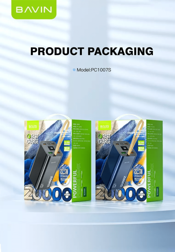 پاوربانک 20000 باوین توان 22.5 وات Bavin PC1007S Fast Charge (اورجینال ارسال فوری) فروشگاه اینترنتی زیکتز