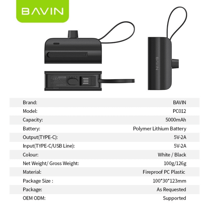 پاوربانک 5000 باوین 12 وات Bavin PC012 Pro (اورجینال ارسال فوری) فروشگاه اینترنتی زیکتز